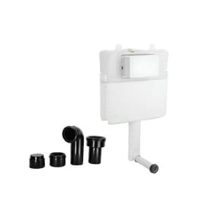 Concealed Cistern without frame with "S" type drain pipe connection set for Wall Hung Toilet | Without Flush Plate |  Dual Flush 3/6L | Finish: White