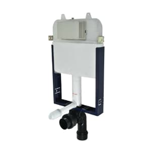 Concealed Cistern with half frame with "S" type drain pipe connection set for Wall Hung Toilet | Without Flush Plate | Dual Flush 3/6L | Finish: White
