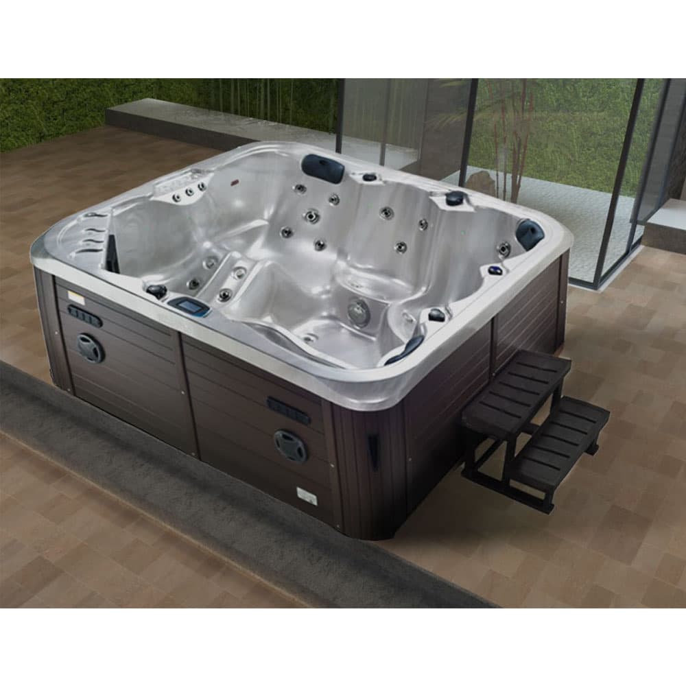 Breva Spa (5 Seater) | Size: 2000 x 2000 x 900mm| Included: Jets, Shell - Pearl Color, Stairs, Panel & Thermic Cover Color - Coffee