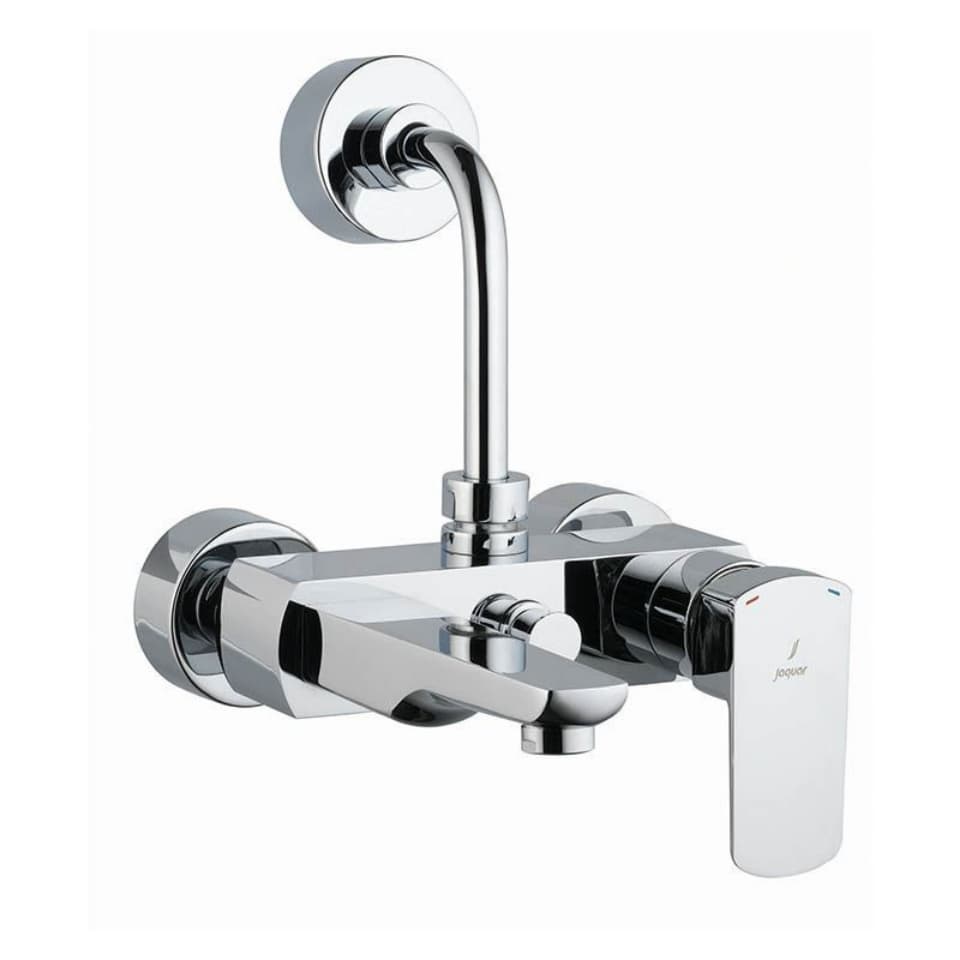 Kubix Prime Single Lever Wall Mixer with Overhead Shower Provision | with Connecting Legs and Wall Flanges | Chrome Finish | Material: Brass