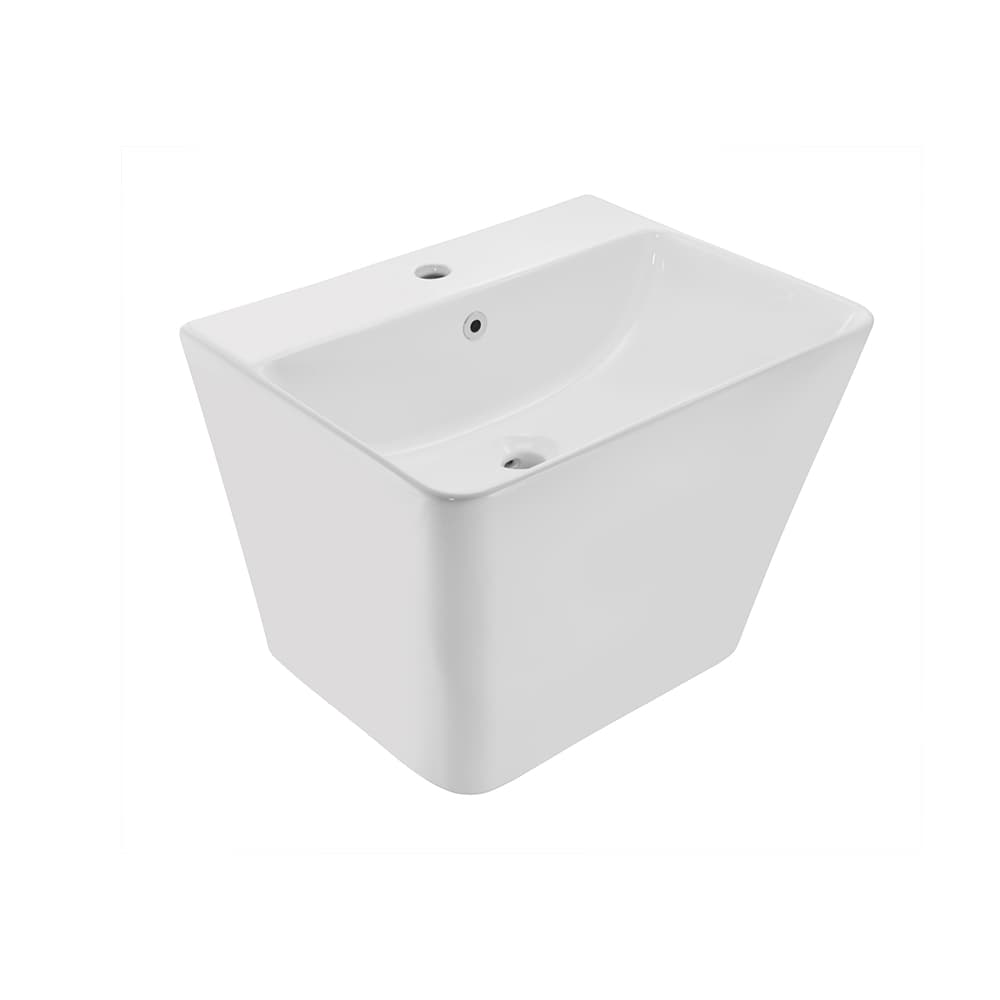 Kubix Wall Hung Wash Basin with Fixing Accessories | Size: 490 x 430 x 390 mm | With Tap Hole