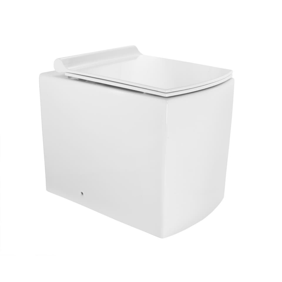 Rimless Wall Hung Toilet with UF Soft Close Slim Seat Cover, Hinges, Fixing Set | Size: 360 x 500 x 400 mm, P Trap | Requires Concealed Cistern