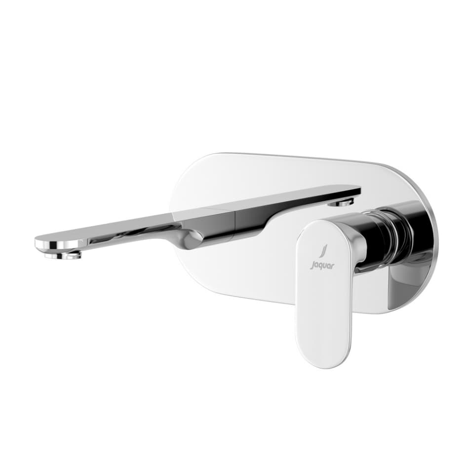 Opal Prime Exposed Part Kit of Wall Mounted Pillar Cock (Cold Water Only) with Wall Flange & Basin Spout | Compatible with Concealed part ALD-441 | Chrome Finish