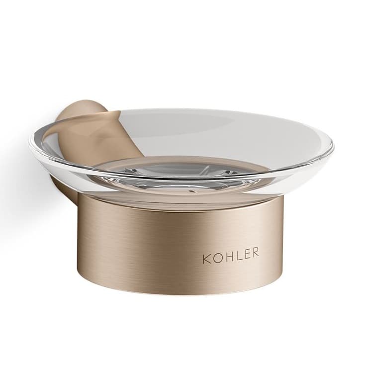 Glass Soap Dish & Holder (Glass) | French Gold Finish