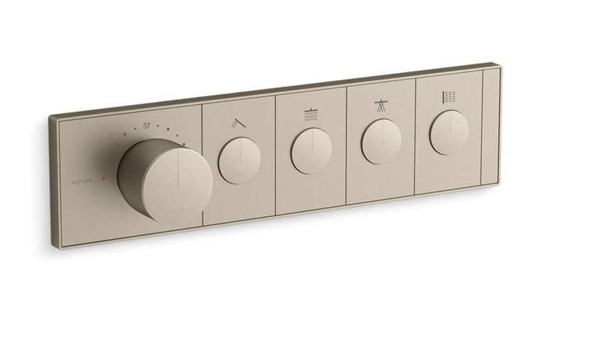 Anthem Exposed Part For 4 Outlets Single Lever Thermostatic Concealed Diverter | Compatible With Concealed Part (K-26342IN-NA Sold Separately) | Chrome Finish