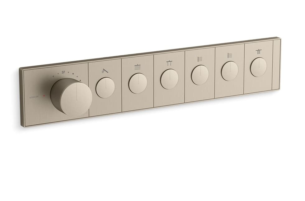 Anthem Exposed Part For 6 Outlets Single Lever Thermostatic Concealed Diverter | Compatible With Concealed Part (K-26344IN-NA Sold Separately) | Chrome Finish