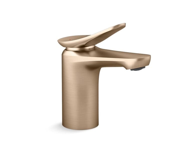 Fluence Single Lever Basin Mixer (Hot & Cold Water) | With 450 mm Braided Connection Pipe | Brushed Bronze Finish