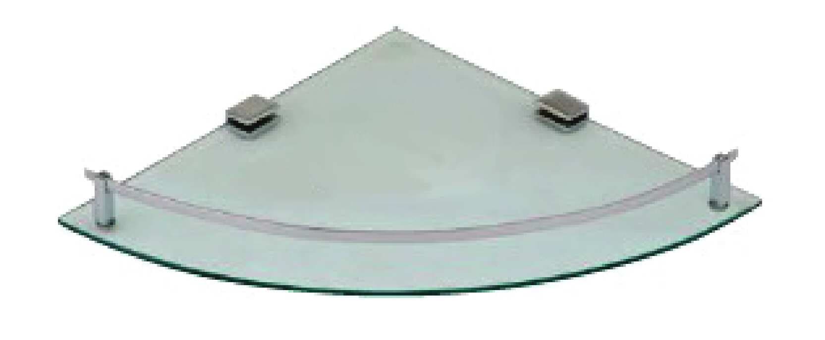 Corner Glass Shelf With Rail | Size: 9" | Keeps Toiletries Neatly Stored And Visible