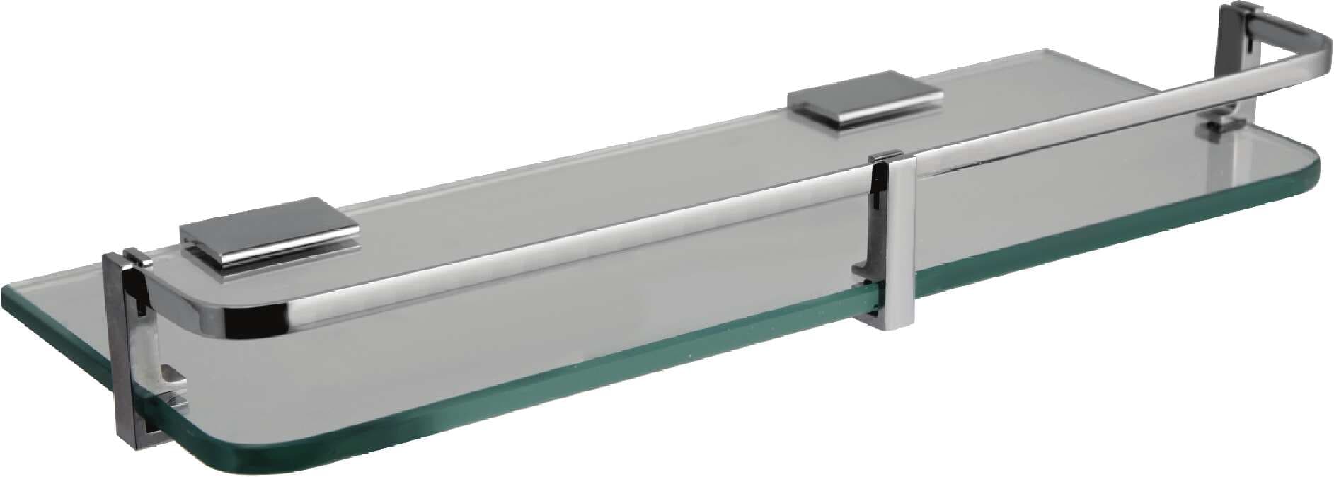 Tempered Glass Shelf With Protective Rail | Size: 12"  | Keeps Toiletries Neatly Stored And Visible
