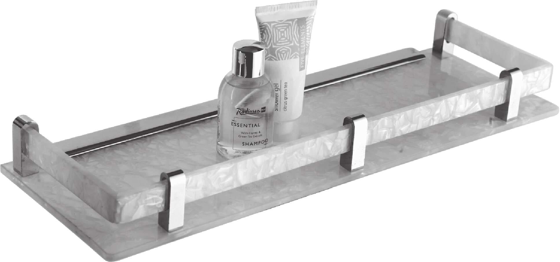 Shelf With Support Rail | Size:12" | Material: Acrylic | Adds Lightweight Durable Storage Space