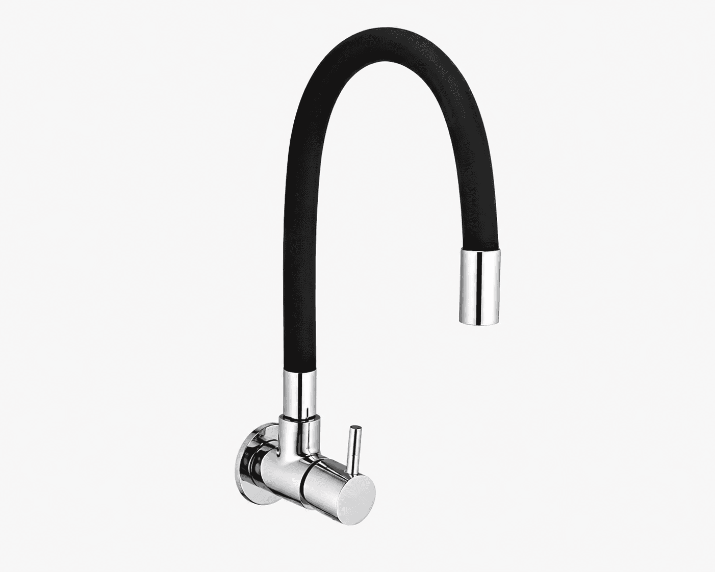 Sink Cock (Only Cold Water) | Flexible Black Spout | Saves Deck Space While Giving Better Sink Reach And Movement  | Chrome Finish