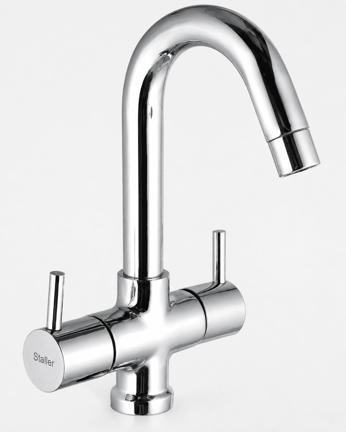 Basin Mixer With Curved Spout ((Hot And Cold Water Flow) | Chrome Finish