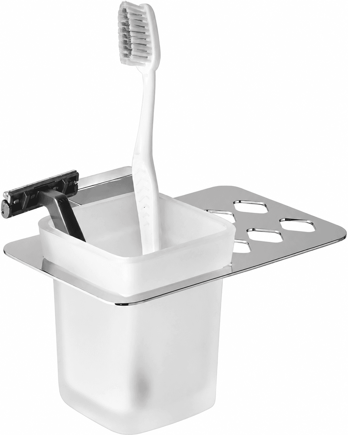 Tooth Brush Holder | Lyrio Series | Wall Mounted Holder With Durable Finish | Keeps Brushes And Bathroom Items Organized