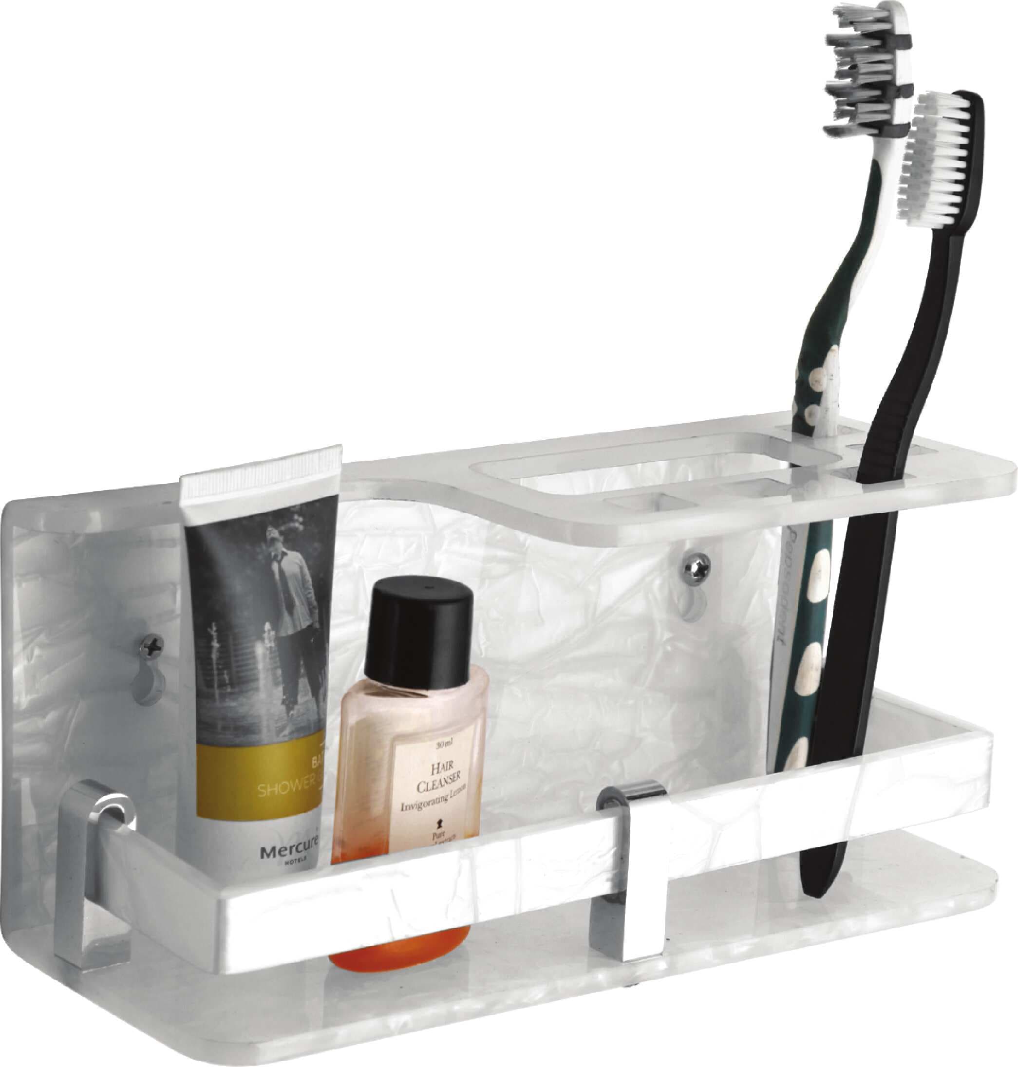 Tooth Brush Holder With Shelf  | Size: 12" | Material: Acrylic