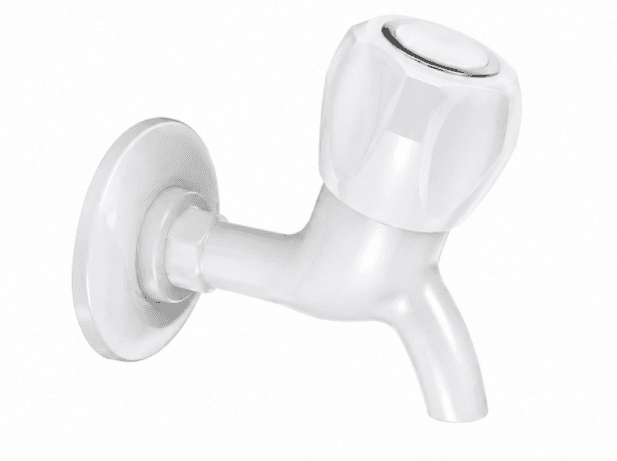 M Series Bib Tap with Flange | Material: Plastic | Finish: White Colour