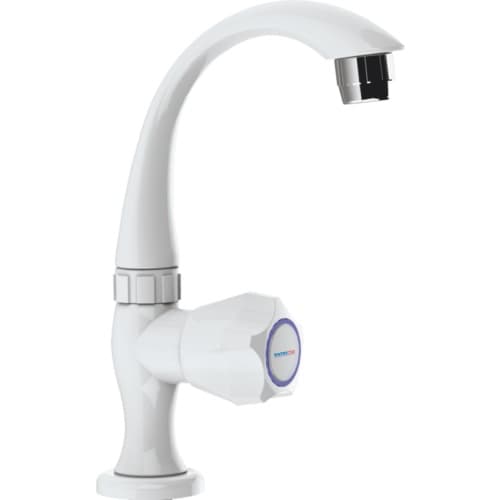M Series Kitchen Sink Tap (Cold Water) Table Mounted Short Spout | Material: Plastic | Finish: White Colour