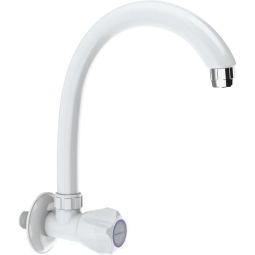 M Series Kitchen Sink Tap (Cold Water) with Long Spout | Material: Plastic | Finish: White Colour