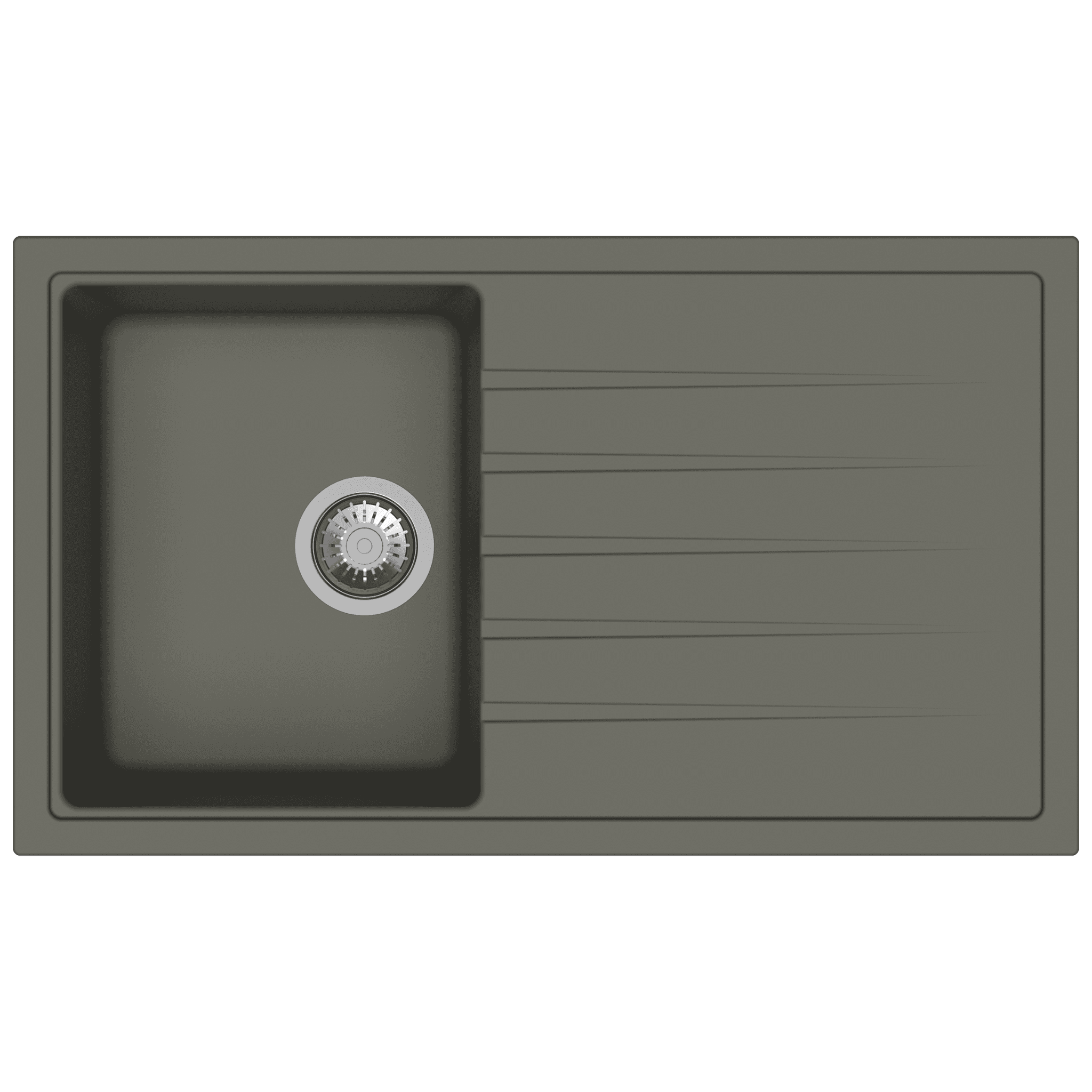 Vivaldi Series with Drainer Quartz Kitchen Sink 40" × 20" x 9" ( 1000 x 500 x 225mm) | Concrete Finish | Top Mount, Under Mount & Flush Mount Installation | Included Accessories: Plumbing Kit | Slab Cutting Size: 480 x 430mm
