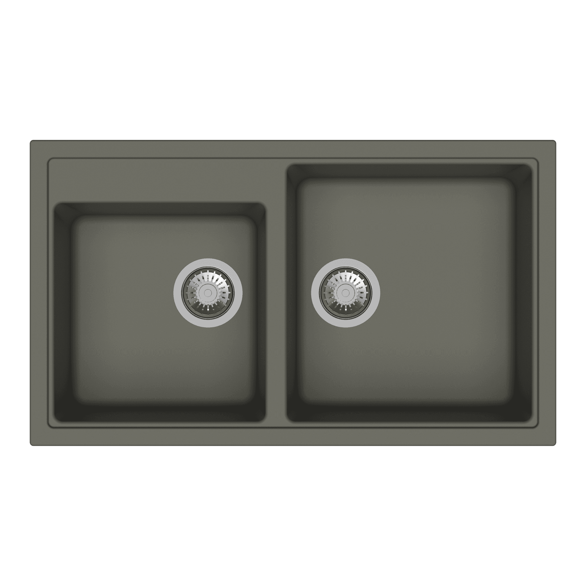 Vivaldi Series Double Bowl Quartz Kitchen Sink 34" x 20" x 8" (860 x 500 x 200mm) | Concrete Finish | Top Mount, Flash Mount & Under Mount Installation | Included Accessories: Plumbing Kit | Slab Cutting Size: 345 x 357mm + 400 x 420mm