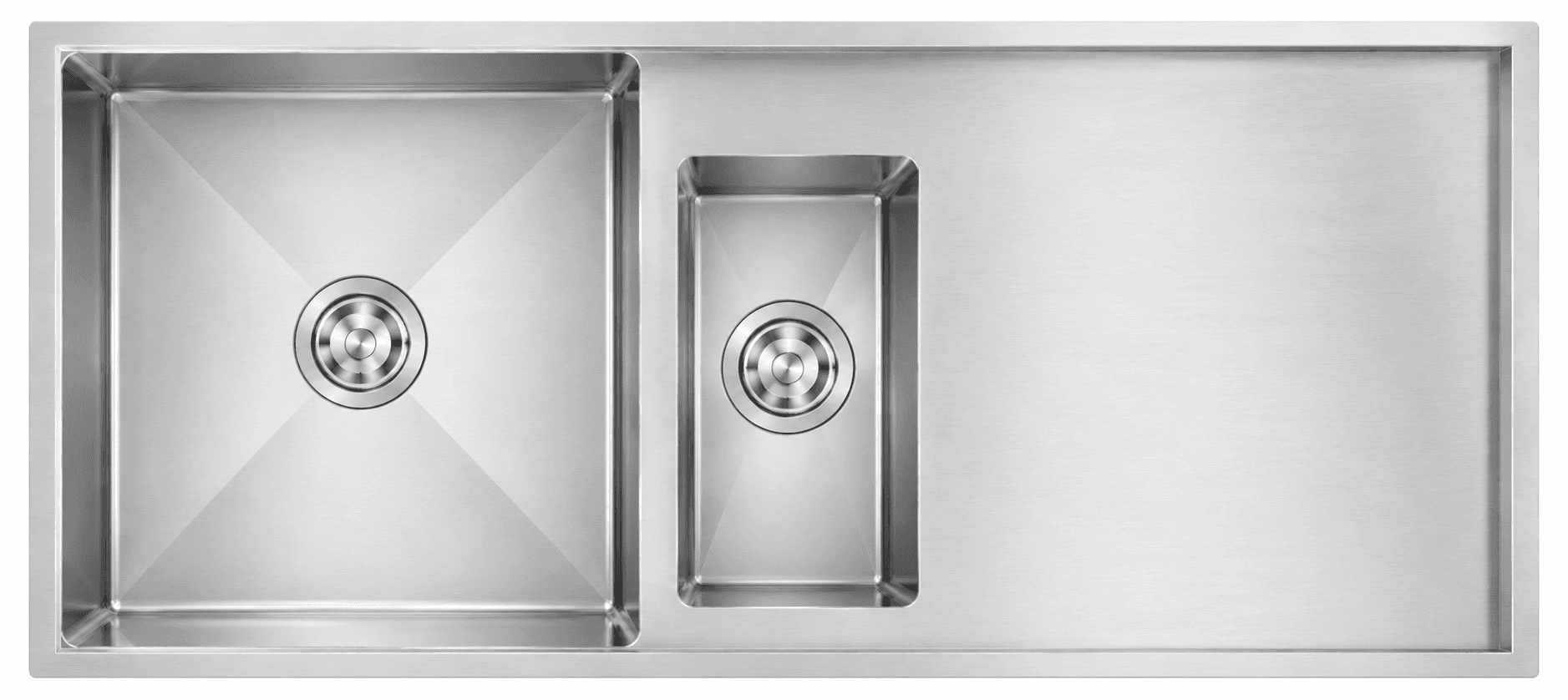 Hand Carved Veg Bowl Kitchen Sink 45"x20"x9" (1143x508x225mm) | SS 304 grade | Brush Finish | Suitable for Topmount, Undermount & Inset | Waste coupling included