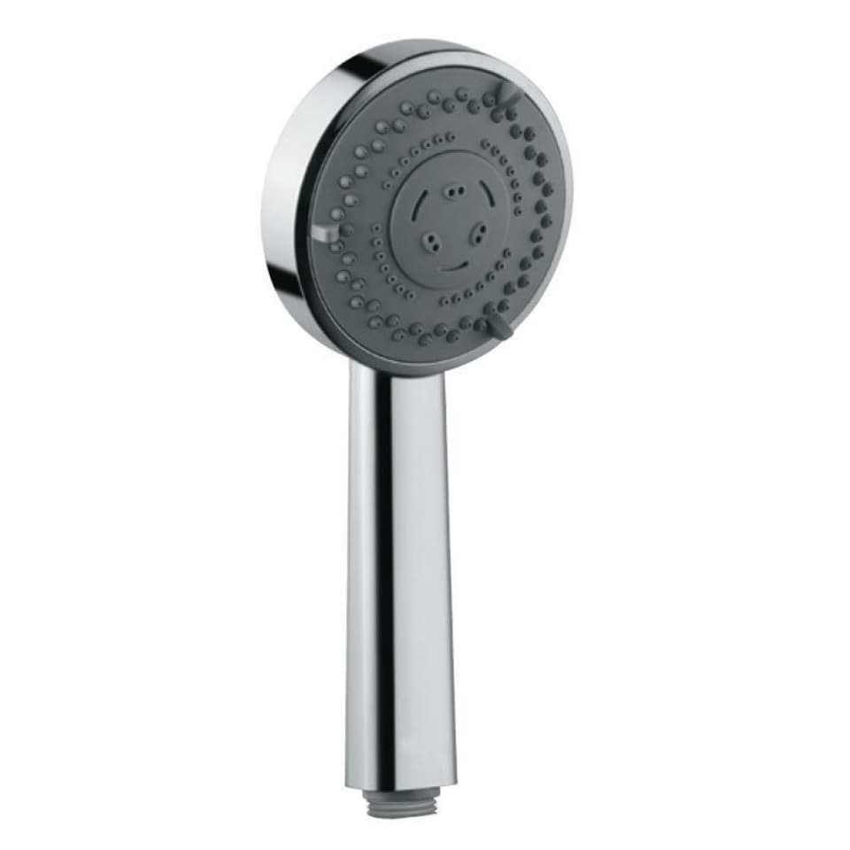Hand Shower 95 mm Round Shape Multi Flow (Rain, Soft & Massage) | ABS Body Chrome Plated with Gray Face Plate and Rubit Cleaning System | Chrome Finish | 3-Function