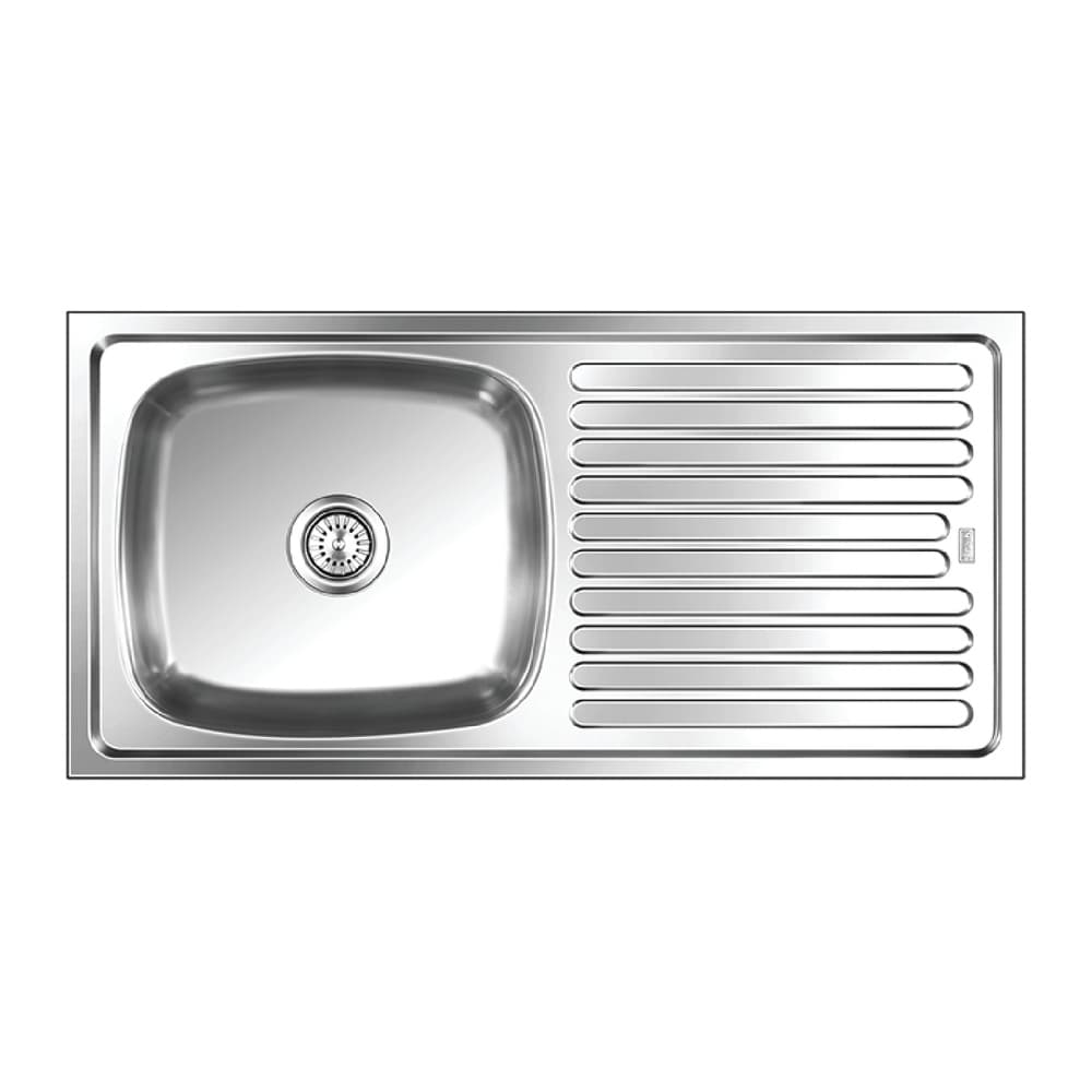 Kitchen Sink Single Bowl With Drain 37 X 18 X 8 | Material: Stainless Steel | Glossy Finish | PVC Waste Coupling Included