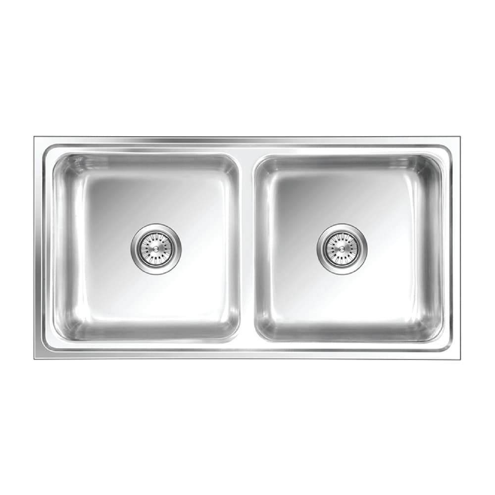 Double Bowl Kitchen Sink 37" X 18" X 9" | Material Stainless Steel | Premium Satin Finish Double Bowl Sink | Stainless Steel Waste Coupling Included | Allows Separate Washing And Rinsing Tasks